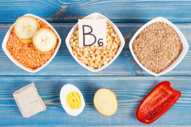 Ürün ve B6 vitamini, diyet lifi ve doğal mineral içeren maddeler