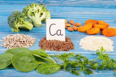 Ürün veya kalsiyum, mineraller ve diyet lif, sağlıklı beslenme kavramı içeren maddeler