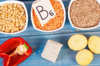 Ürün ve B6 vitamini, mineraller ve diyet lifi içeren maddeler