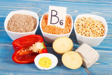 B6 vitamini, doğal mineral ve lif, sağlıklı beslenme kavramı içeren maddeler