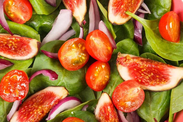 Gyümölcs és zöldség saláta háttereként, egészséges táplálkozás koncepció — Stock Fotó