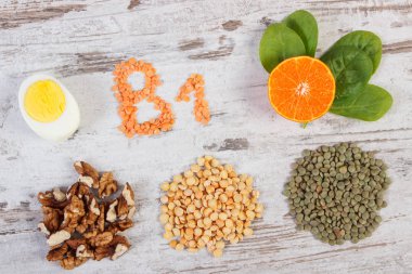 Ürün veya maddeler içeren vitamin B1 ve lif, sağlıklı beslenme