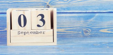 Vintage Fotoğraf, 3 Eylül'de. tarihi ahşap küp takvim tarih 3 Eylül