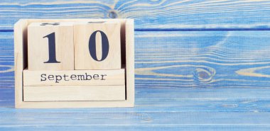 Vintage Fotoğraf, 10 Eylül. Tarihi ahşap küp takvim üzerinde 10 Eylül