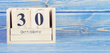 Vintage Fotoğraf, 30 Ekim. Ahşap küp takvim üzerinde 30 Ekim tarihi