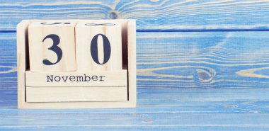 Vintage Fotoğraf, 30 Kasım. Tarihi ahşap küp takvim üzerinde 30 Kasım