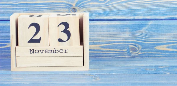 Foto d'epoca, 23 novembre. Data del 23 novembre sul calendario dei cubi di legno — Foto Stock