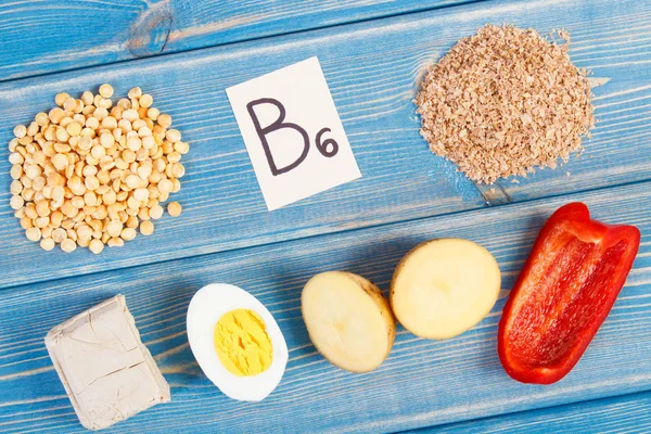 Συστατικά που περιέχουν βιταμίνη Β6 και τις φυτικές ίνες, υγιεινή διατροφή — Φωτογραφία Αρχείου