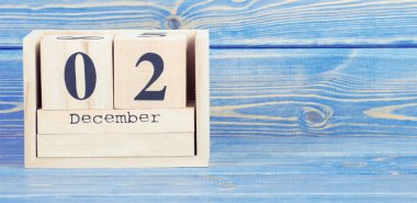 Vintage Fotoğraf, 2 Aralık. 2 Aralık'ta tahta küp takvim tarihi