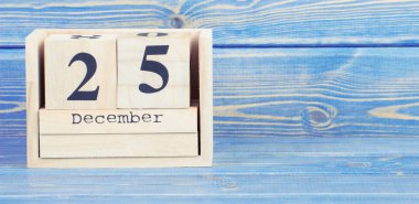 Vintage Fotoğraf, 25 Aralık. 25 Aralık'ta tahta küp takvim tarihi