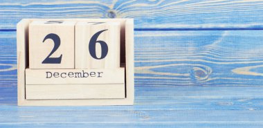 Vintage Fotoğraf, 26 Aralık. 26 Aralık'ta tahta küp takvim tarihi