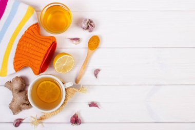 Sıcak su şişesi, çay ve hazırlık ısınma içecek, metin için kopya yer için malzemeler