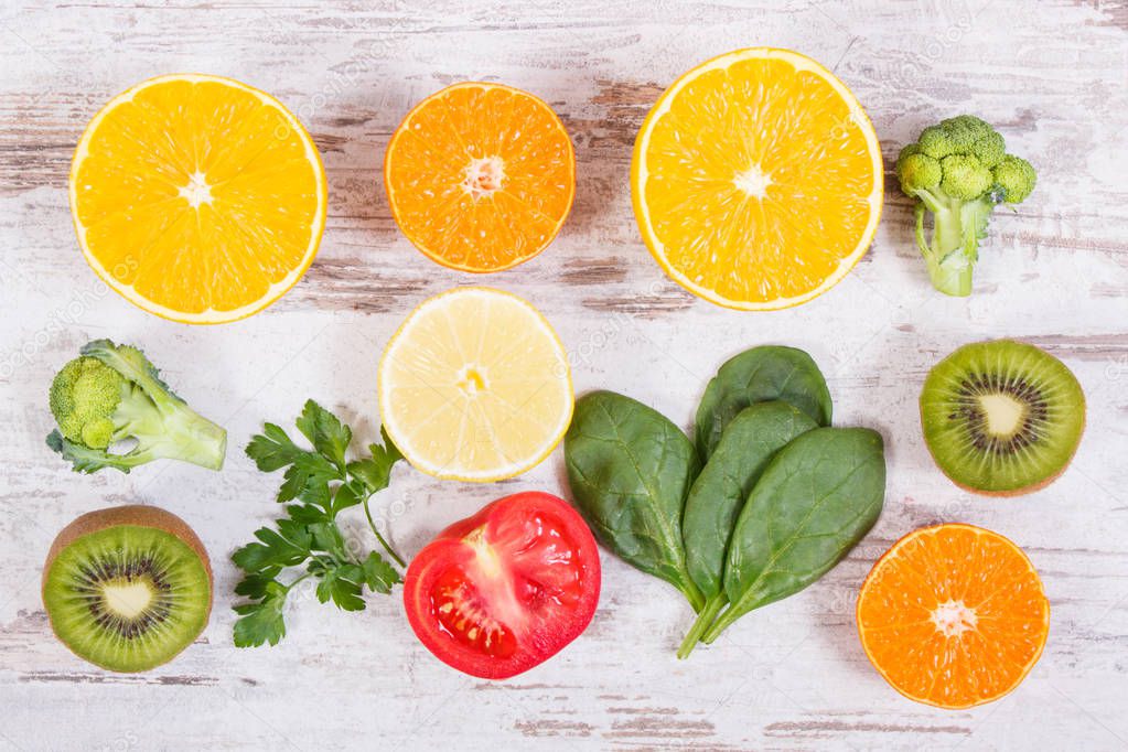 Frutas y verduras que contienen vitamina C, fibra y minerales