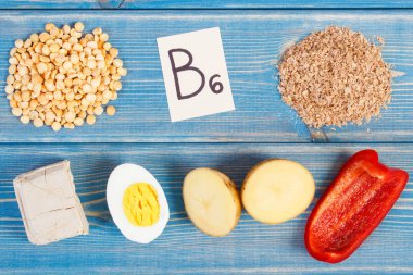 Ürünleri içeren vitamin B6 ve diyet lifi, sağlıklı beslenme