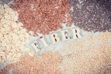 Vintage Fotoğraf, doğal vitaminler ve diyet lifi, sağlıklı beslenme kavramı içeren gıda