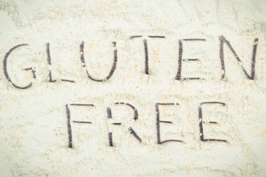 Vintage Fotoğraf, yazıt darı kabuğu çıkarılmış tane ve un, sağlıklı gıda ile ücretsiz gluten