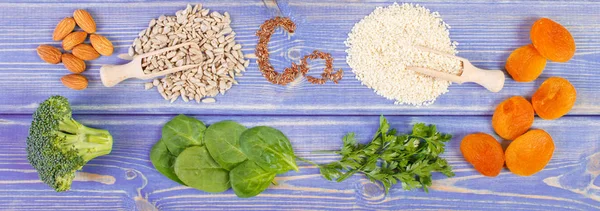 Producten met calcium en dietary fiber, gezonde voeding — Stockfoto