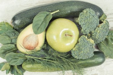 Vintage Fotoğraf, kaynak vitaminler ve mineraller olarak doğal yeşil maddeler