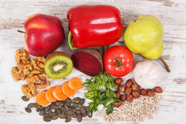 Voedsel voor de gezondheid van de nieren en jicht ontsteking. Gezond eten als bron vitamines — Stockfoto