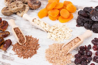 Malzemeler kaynak doğal vitaminler ve diyet lifi, sağlıklı beslenme kavramı olarak