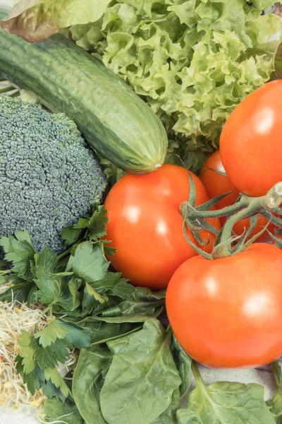 Fresh ripe natural vegetables and sprouts. Nutritious food containing minerals and vitamins — Stock Photo, Image