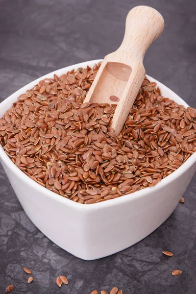 Flaxseed as source vitamins, minerals, dietary fiber and acids omega — Stock Photo, Image