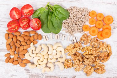 B7 vitamini ve diyet lifi içeren besleyici ürünler ile Yazıt biotin, sağlıklı beslenme