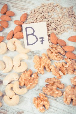 Vintage Fotoğraf, besleyici farklı maddeler içeren vitamin B7, doğal mineral ve lif, sağlıklı beslenme