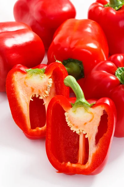 Heap of red peppers on white background, concept of healthy nutrition — Stock Photo, Image