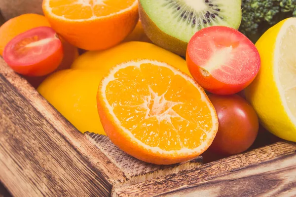 Rijp Groenten Fruit Als Bron Van Natuurlijke Mineralen Vitaminen Dieet — Stockfoto