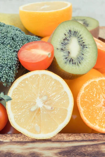 Rijp Groenten Fruit Als Bron Van Natuurlijke Mineralen Vitaminen Dieet — Stockfoto