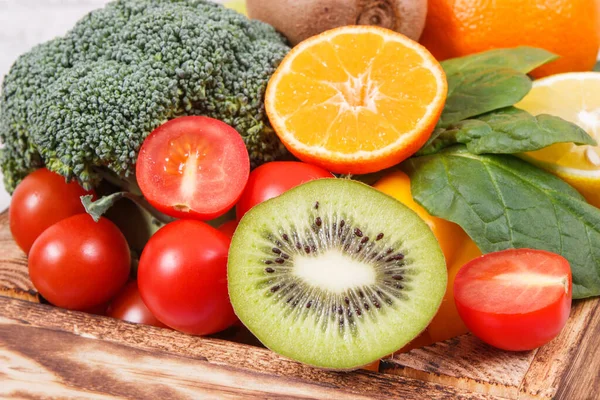 Rijp Groenten Fruit Als Bron Van Natuurlijke Mineralen Vitaminen Dieet — Stockfoto