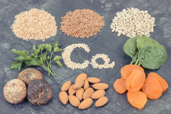 Výživné Jídlo Obsahující Vápník Zdravá Výživa Jako Zdroj Přírodních Vitaminů — Stock fotografie