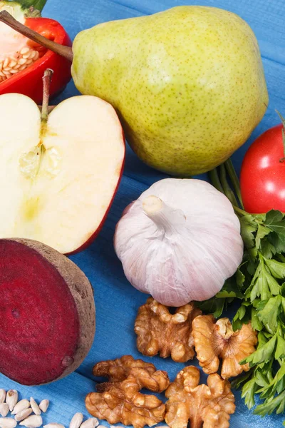 Свежие Фрукты Овощи Содержащие Натуральные Витамины Минералы Концепция Лучшего Питания — стоковое фото