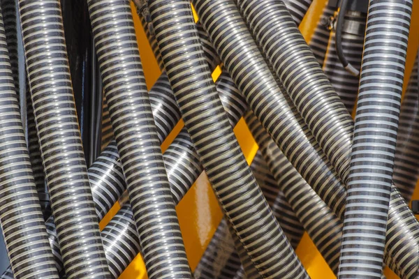 Plastic Corrugated Pipes Agricultural Industrial Machinery Detail Part Hydraulic Pneumatic — Stock Photo, Image