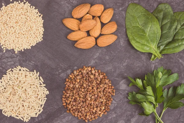 Vruchten Groenten Andere Gezonde Natuurlijke Ingrediënten Als Gunstig Eten Voor — Stockfoto