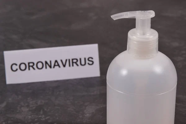 Środek Dezynfekujący Coronavirus Covid Środki Ochronne Powieść Epidemii Chińskiego Koronawirusa — Zdjęcie stockowe