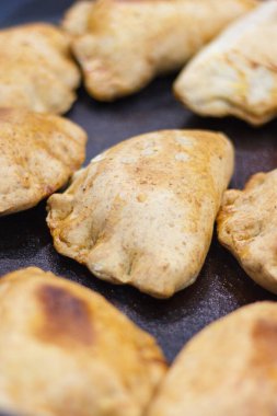 Fresh prepared homemade fried dumplings. Traditional polish food