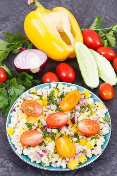 Bulgur Groats Sebzeli Taze Salata Sağlıklı Yaşam Tarzları Beslenme Konsepti — Stok fotoğraf