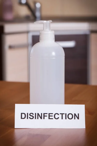 Disinfectant liquid with alcohol for disinfection hands. Stop spreading outbreak coronavirus. Covid-19. 2019-nCoV. Sars-CoV-2