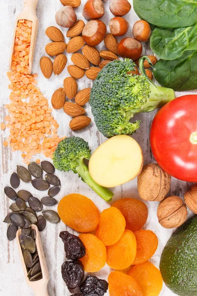 Fruits Légumes Frais Contenant Vitamine Potassium Fibres Alimentaires Minéraux Naturels — Photo