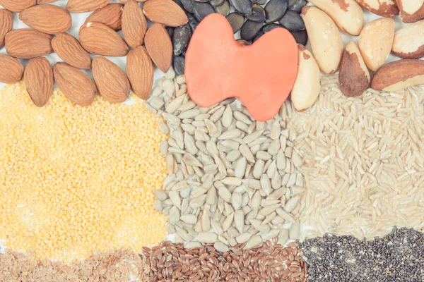 Καλύτερα Θρεπτικά Συστατικά Προϊόντα Για Υγιή Θυρεοειδή Τρόφιμα Πηγή Φυσικές — Φωτογραφία Αρχείου