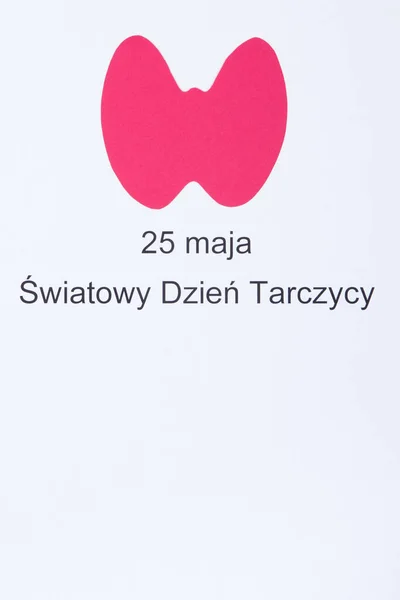 Розовая Форма Щитовидной Железы Бумаги Полированной Надписи Мая Всемирный День — стоковое фото