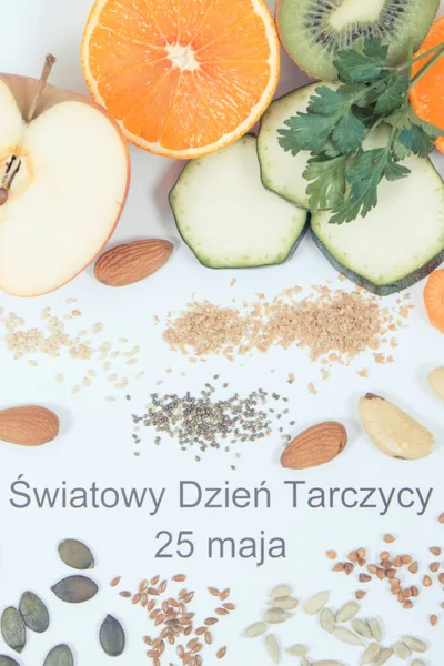 Надпись Польском Языке World Thyroid Day May Best Food Source — стоковое фото