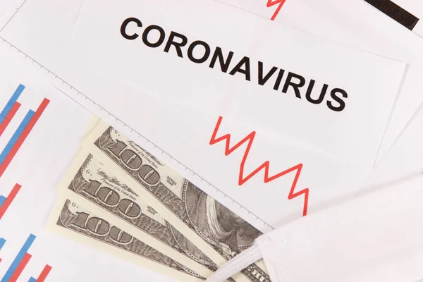美元的贬值图形代表了由验尸官引起的金融危机 Covid Sars Cov 2019 Ncov — 图库照片