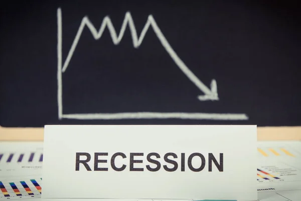 Рецессия Надписей Снижающаяся Таблица Риск Глобального Финансового Кризиса Вызванного Коронавирусом — стоковое фото