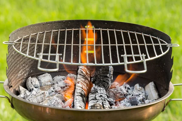 Rami Fiamme Falò Legna Ardere Fuoco Accenditore Griglia Domestica Preparazione — Foto Stock