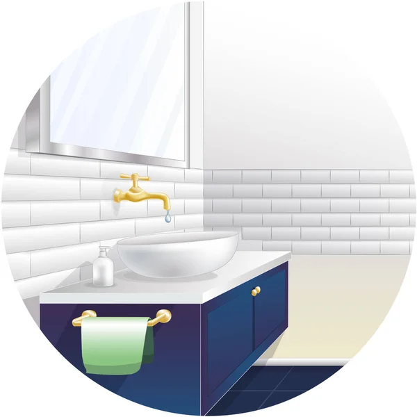 Moderní Realistický Design Interiéru Koupelny Ilustrace — Stockový vektor
