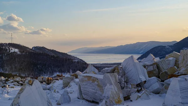 Vinter Udsigt Søen Baikal - Stock-foto