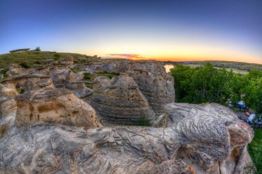 Yazılı taş Provincial Park Alberta, Kanada güneş doğarken